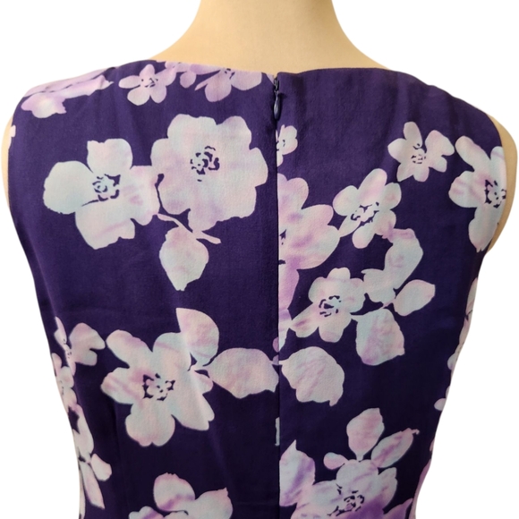 ADRIANNA PAPELL Silk Floral Print Sheath Dress - Size 14 - Picture 9 of 13